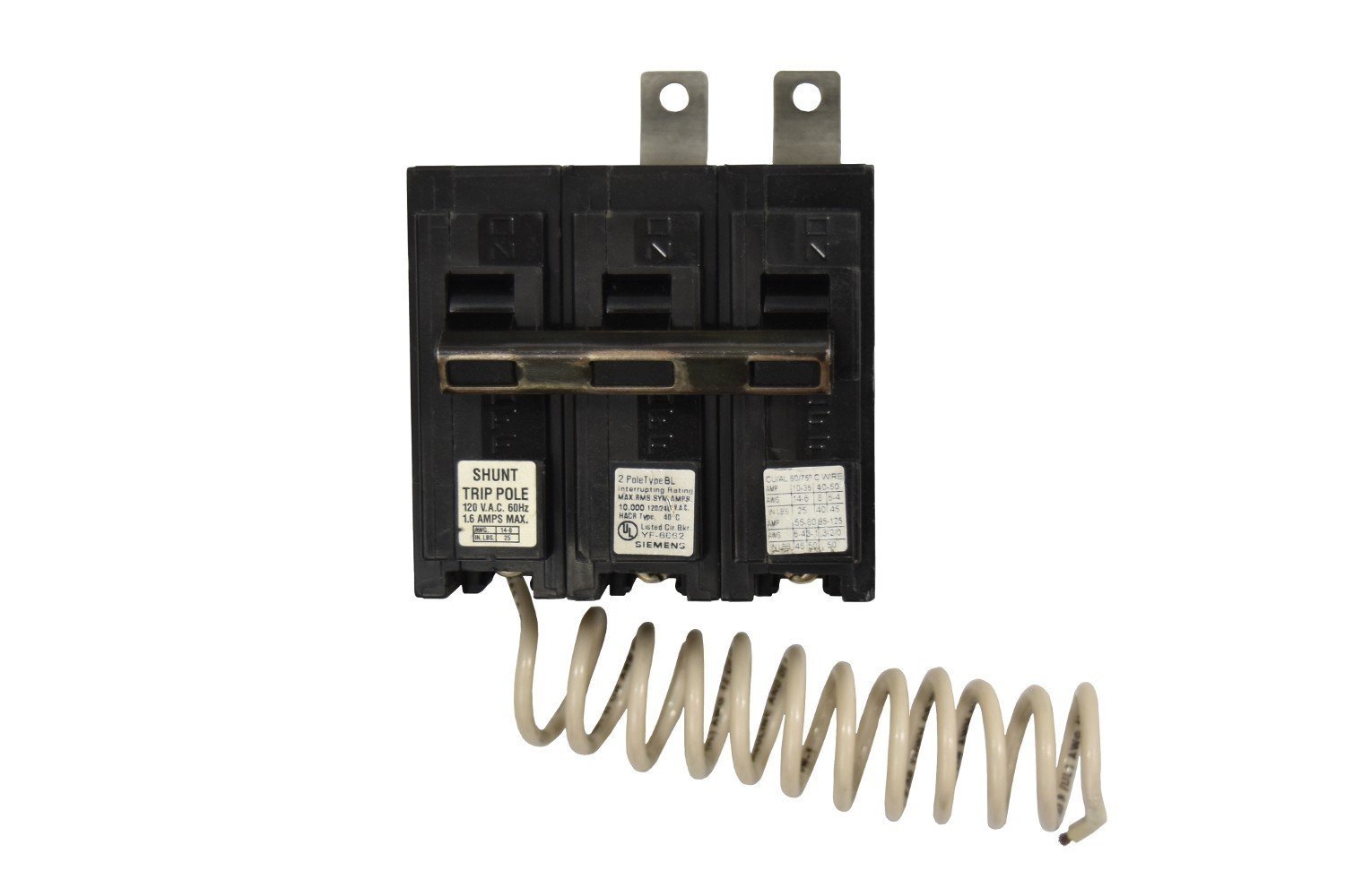 SIEMENS B26000S01 Breaker 60A 2P 120/240V 10K BL 120V SHNT, Black