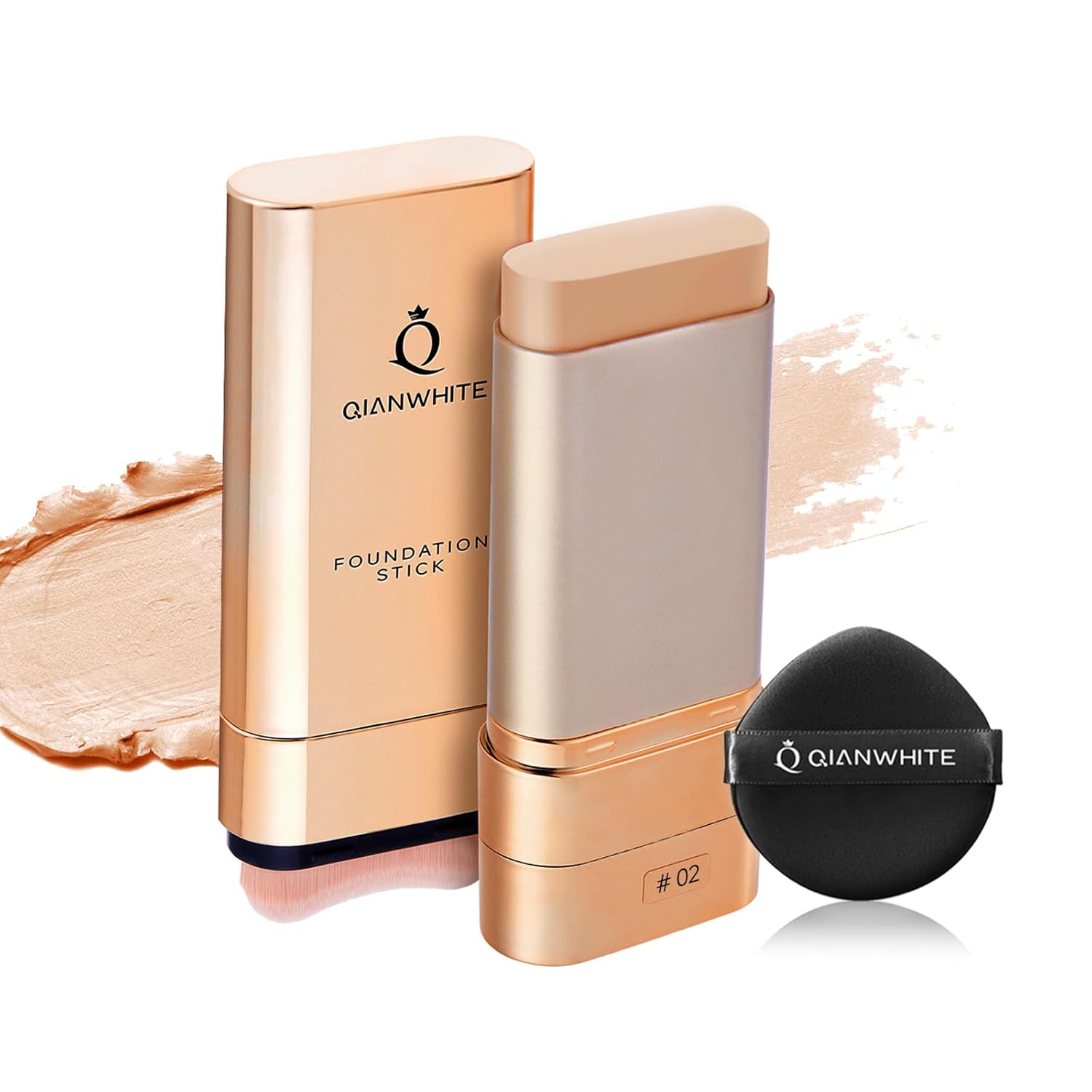 Foundation Stick Waterproof Makeup, Natural Nude Full Coverage Korean Makeup Skin Tint With Brush for All Skin (NATURAL BEIGE, 0.7 Oz / 20g)