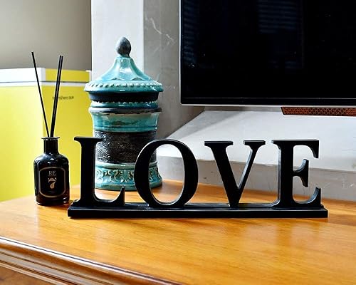Miniatura 5 de Letrero de madera negra con letras recortadas de amor, decoración del hogar, cocina, mesa, chimenea, centro de mesa, decoración independiente,