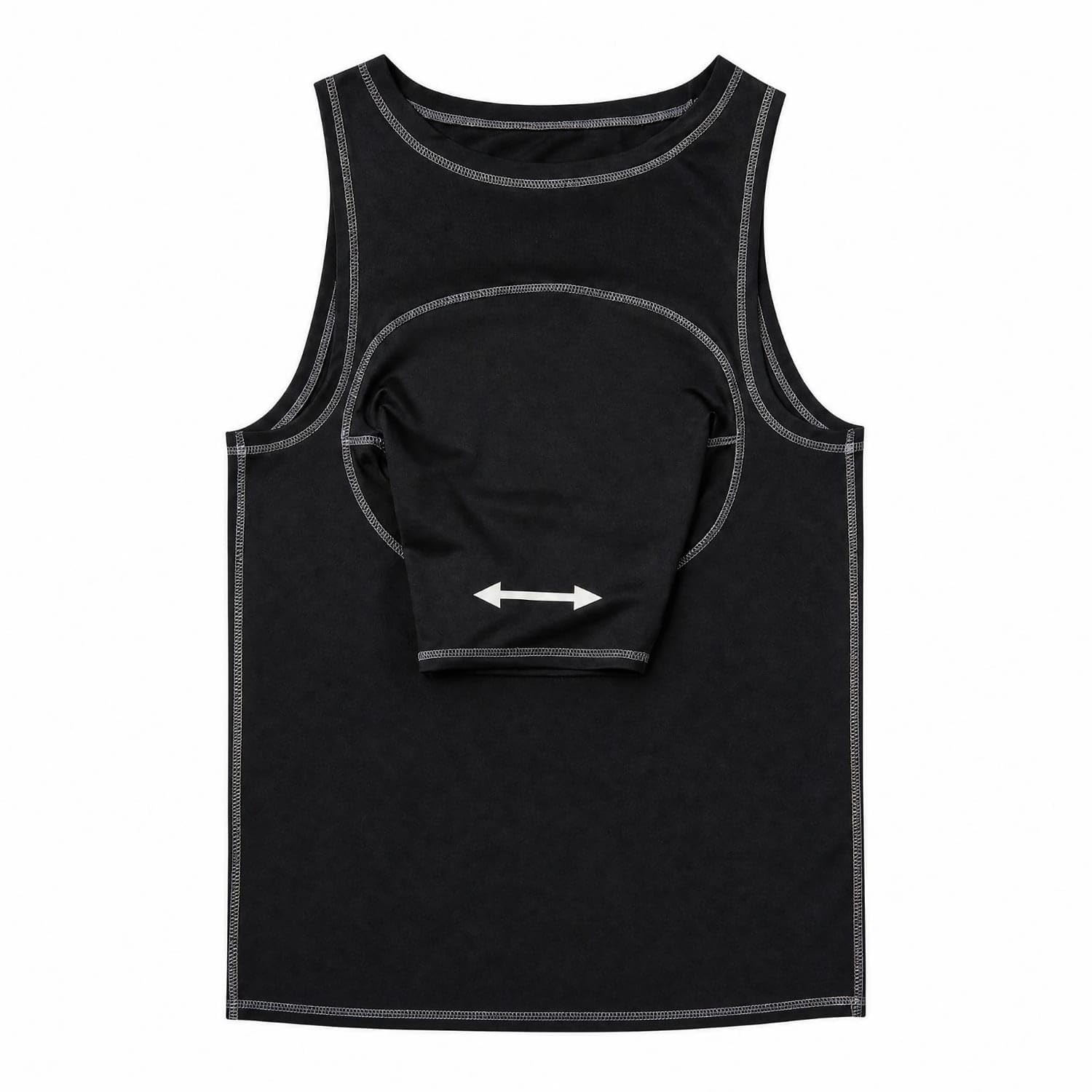 UJEAVETTE Stretch Material Sleeveless Golf Practice Vest Contrast Stitched Trim One-Sleeve Training Top Fitted Athletic Shape Swing Training Vest Round Neckline for Golfers, Black, M-image-10