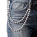 Sparkly Ceramic Beads Wallet Chain - 10mm Shiny Bohemian Purse Jean Pants Chains for Men Women Fashion Accessories (white+pink)