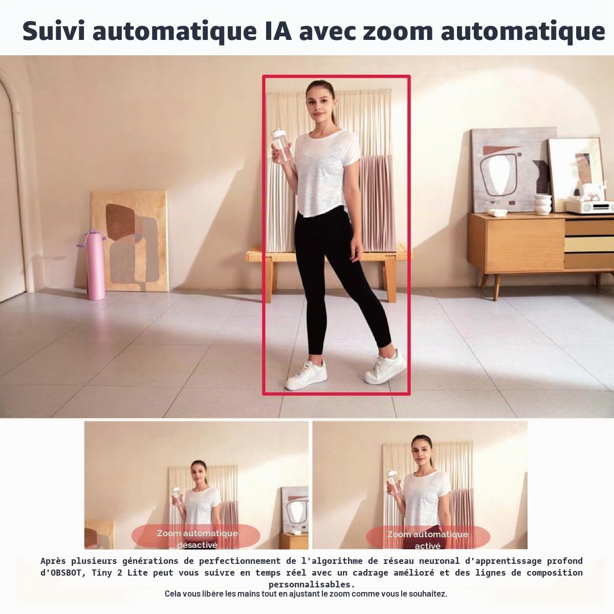 OBSBOT Tiny 2 Lite, PTZ 4K Webcam 1080P@60fps HDR, Capteur 1/2"