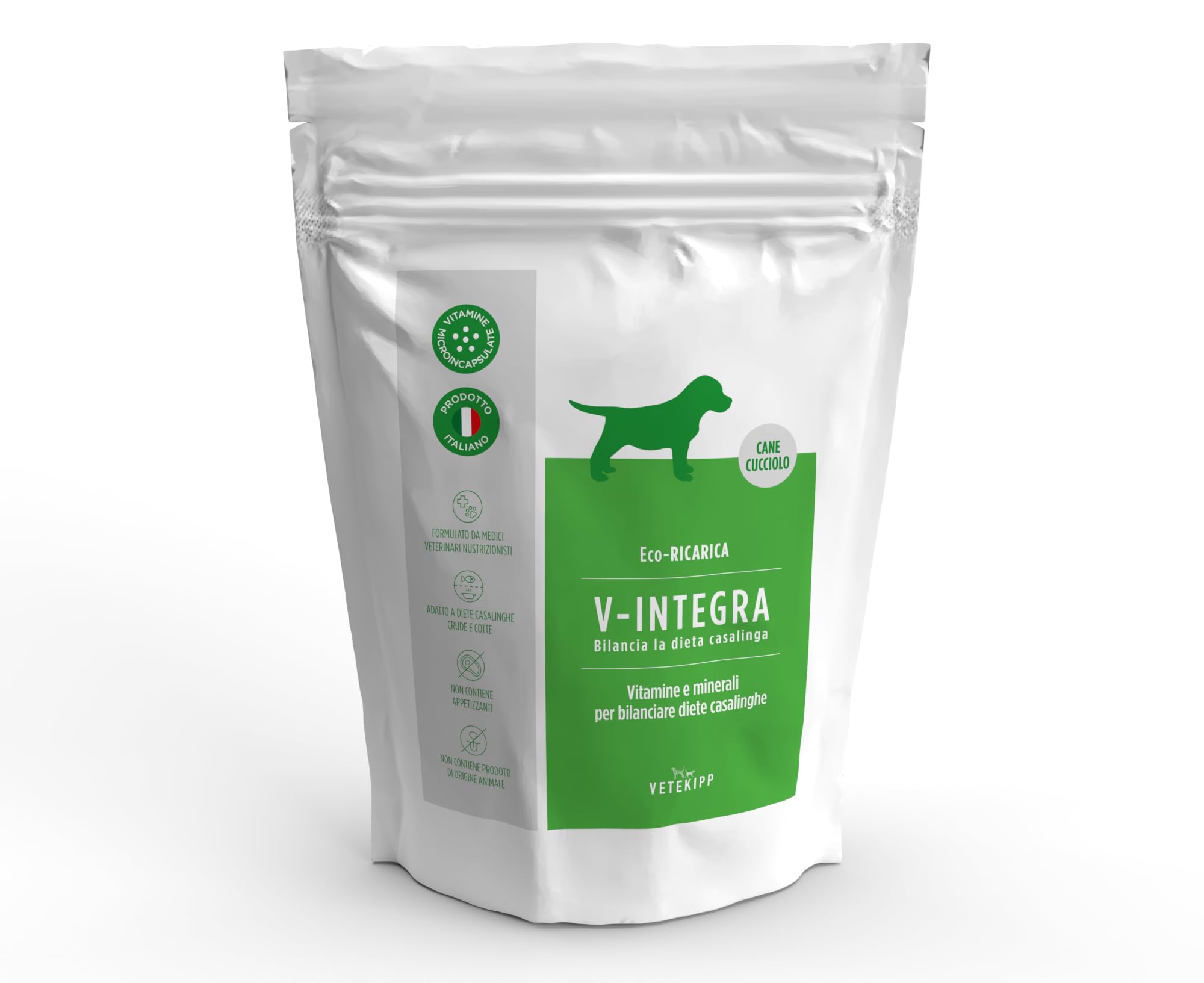 Pies szczeniak 1 kg ECO ŁADOWANIE, kompletny suplement bogaty w witaminy i minerały do diety w domu i barfie, V Integra multiwitaminowa psa, wyprodukowano we Włoszech