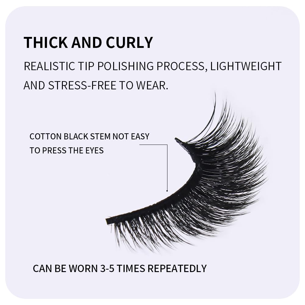 AKARA Ciglia Finte Naturali 7 Paia 3D Ciglia Finte False Eyelashes Visone Artificiale (3D-BN07)
