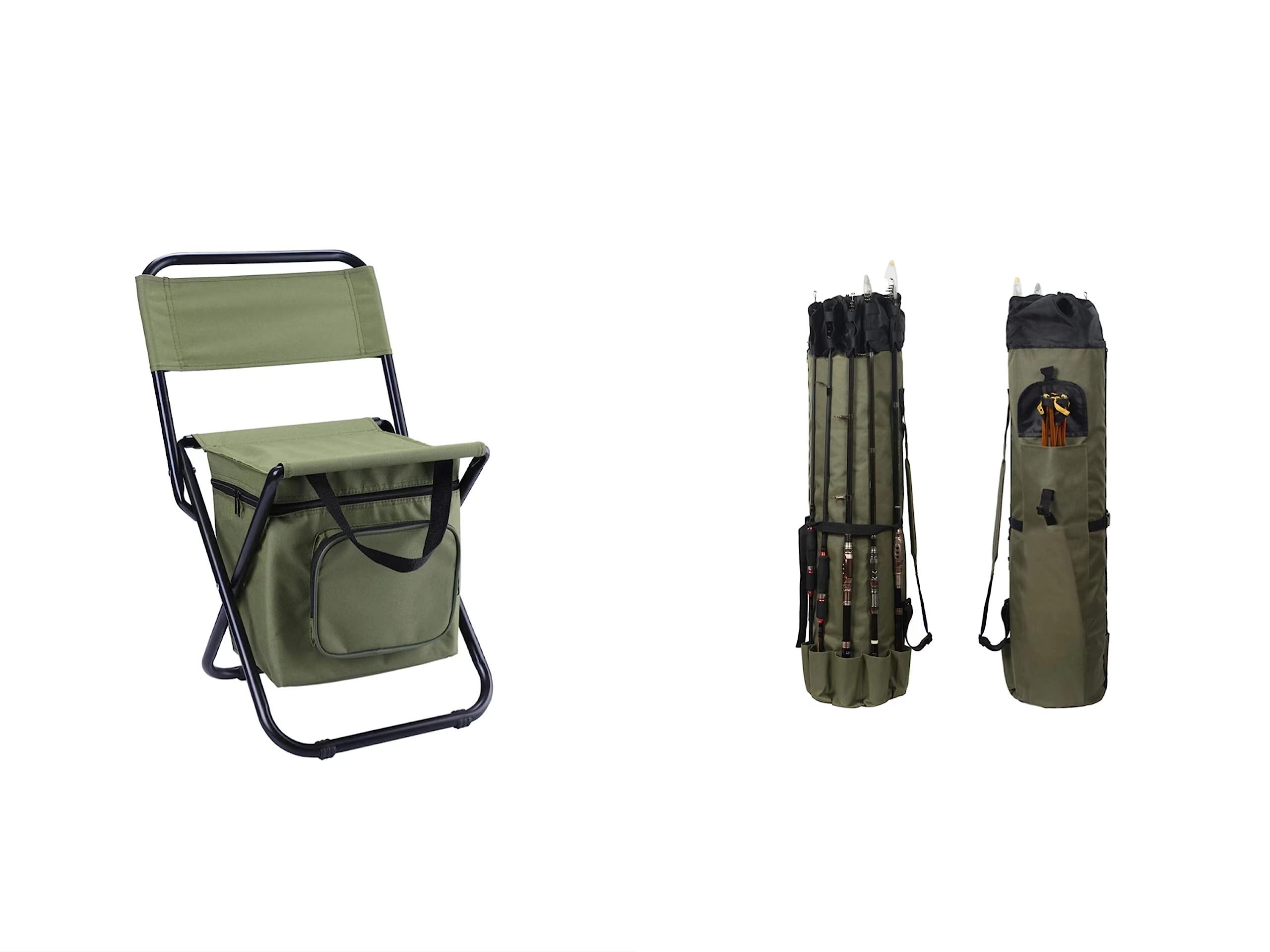 LEADALLWAY Fishing Chair with Cooler Bag and Fishing Rod Bag