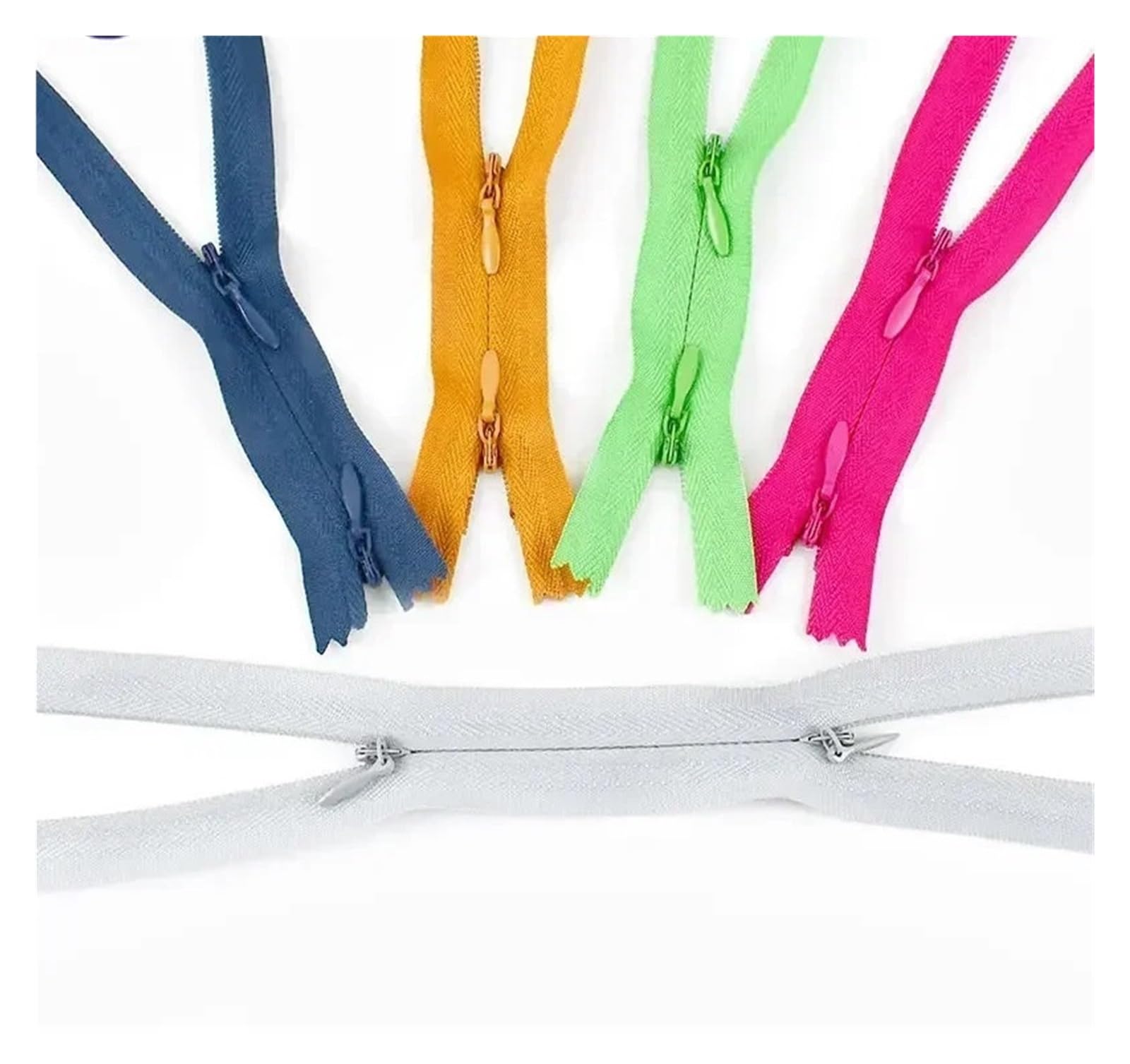 Metalowy zamek do kurtki, Niewidoczne zamki nylonowe 3# Wielokolorowe 60 cm i 120 cm Opakowanie 5 lub 10 podwójnych suwaków(Red,60CM-10PCS)