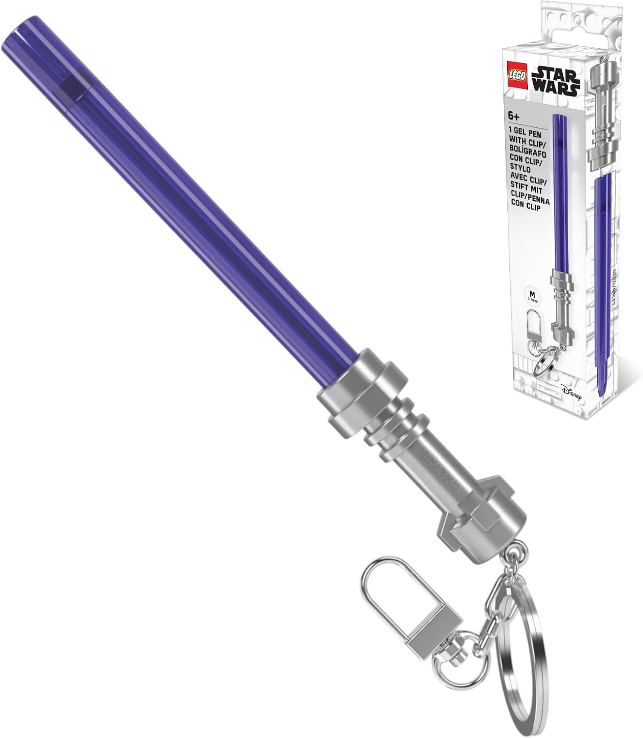 IQ LEGO Star Wars Lightsaber Gel Pen with Clip - Purple (53516), smooth writing purple ink, refillable