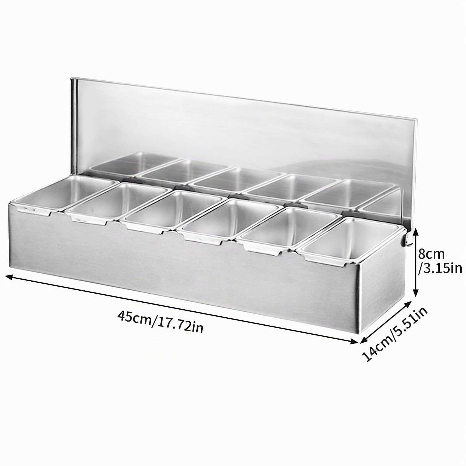 Contenitore per ingredienti di pizza, in acciaio inossidabile, accessori per la gastronomia, 4 griglie, contenitore per spezie, contenitore per barbecue con coperchio, porta-condimenti, bar,