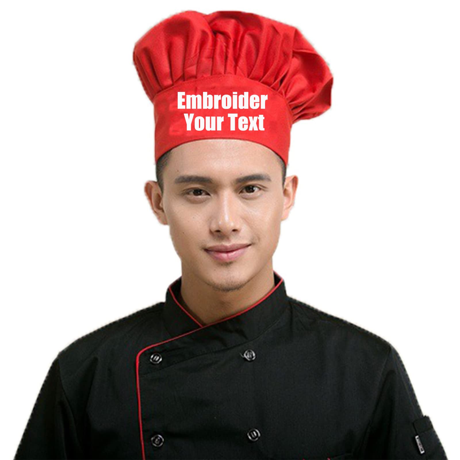 Nsteky Personalized Custom Chef Hat Adjustable Elastic Baker Kitchen Cooking Chef Cap Breathable