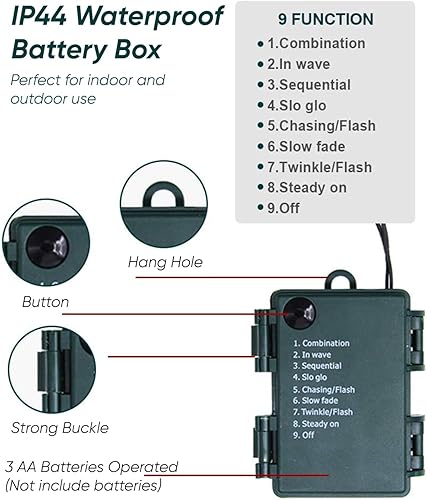 Miniatura 3 de Twinkle Star 300 luces LED de Navidad, luces de hadas de 99 pies con adaptador seguro para interiores y exteriores, hogar, jardín, árbol de Navidad,