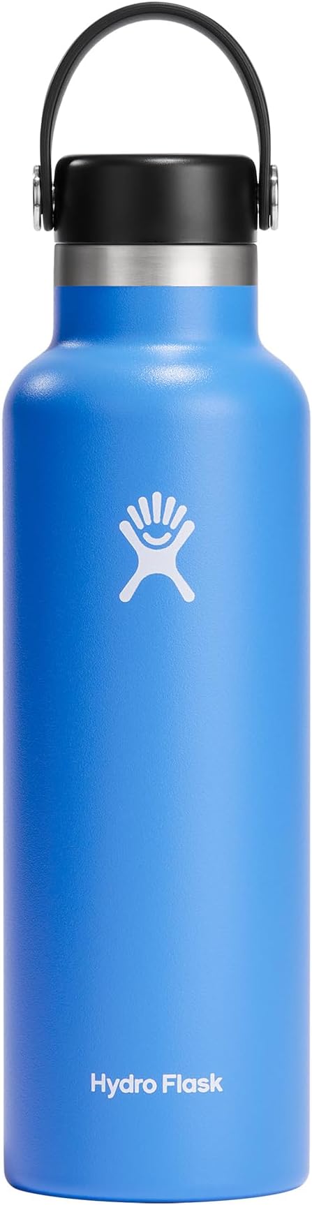 Water Bottle 621 ml (21 oz) - Vacuum Insulated Stainless Steel Water Bottle with Leak Proof Flex Cap and Powder Coat - Standard Mouth - Cascade