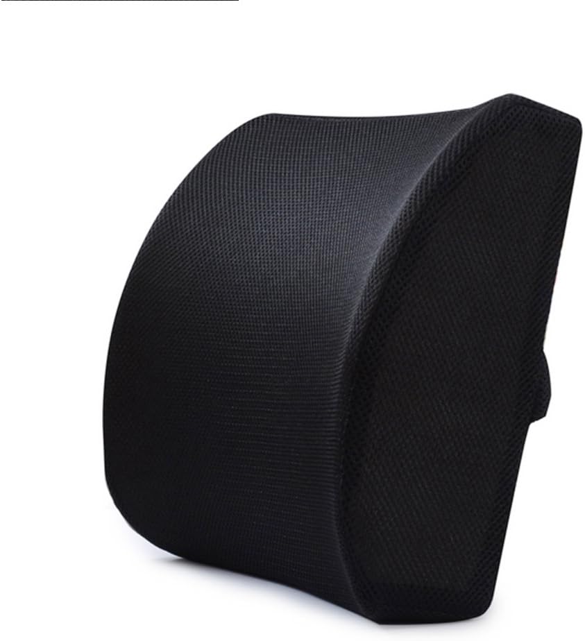 CONMNIG Memory Cotton Lumbar Pad Lower Back Waist Pain Relief Mesh Support Cushion Seat Car Chair Orthopedic Posture Pillow Pad for Home Office Driving Computer Chair (Black)