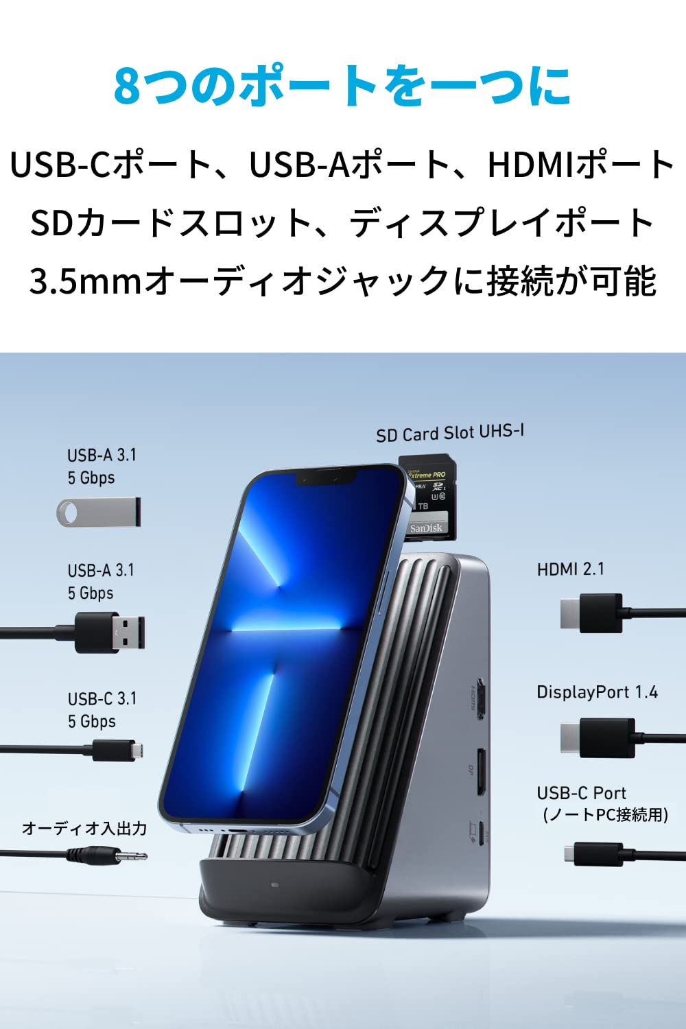 Amazon | Anker 651 USB-C ドッキングステーション (8-in-1, Wireless