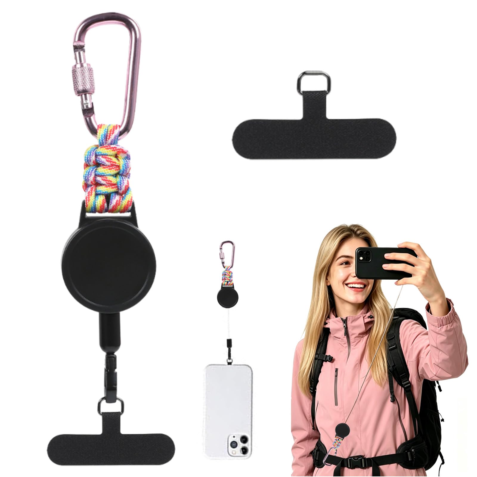 1Pcs Phone Lanyard, Retractable Anti Theft Mobile Strap for Outdoor Sports Climbing and Caving, Phone Strap Anti Theft for Phone Tethers Office Supply Lightweight Portable-image-5