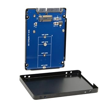 cablecc B+M Key Socket 2 M.2 NGFF SATA SSD to 2.5 SATA Adapter Card Adapter with Black Metal Case