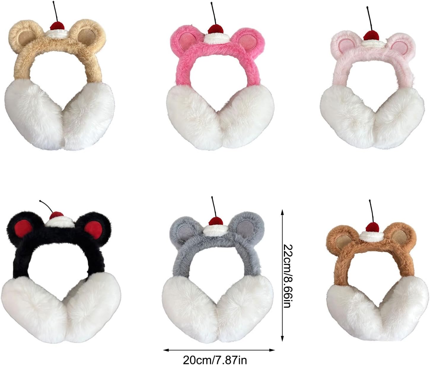 Bear Earmuffs for Women and Girls Soft Fleece Lining Adjustable Winter Ear Covers for Outdoor Use S Earmuffs