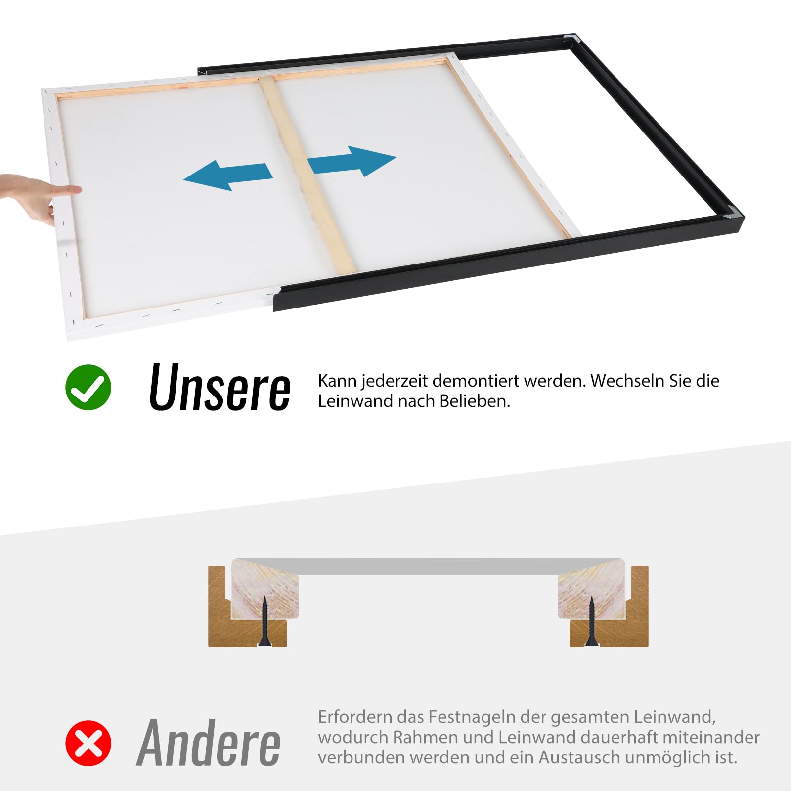 Cornice per giunti ombreggiati per telaio, 50 x 70 cm, telaio in metallo con distanziatori regolabili, effetto profondità (nero, 30 x 40 cm)