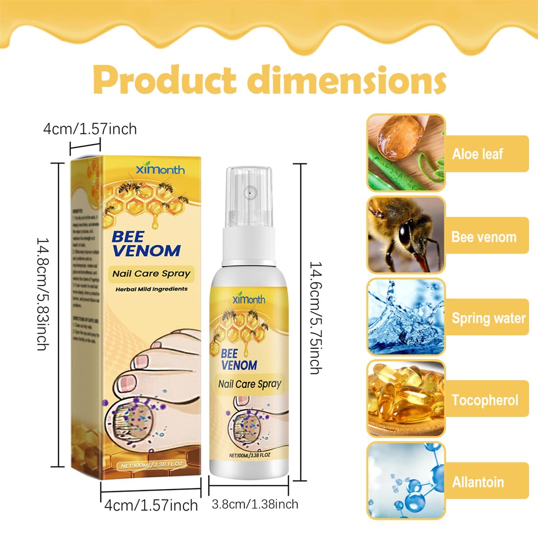 1 PCS Spray Soin des Ongles 100 ml - Pour protéger les ongles, renforcer les cuticules, réparer les ong-les,Sérum Ong-les et Pédicure,spray defense.