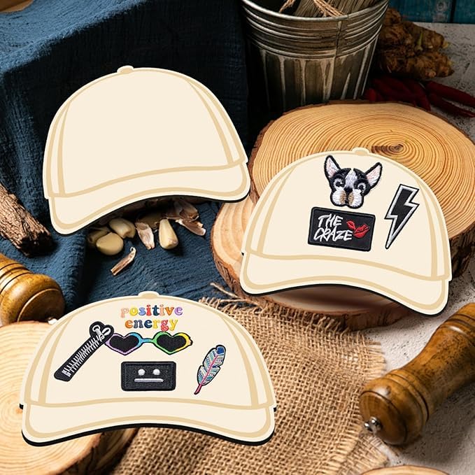 Image of 3Pcs Wooden Trucker Cap Template Palette, Trucker Hat Patches Hat Patches Templates Patch Hat Tool Patch Board Design Supplies, Trucker Accessories Perfect for Designing Your Own Special DIY Hat