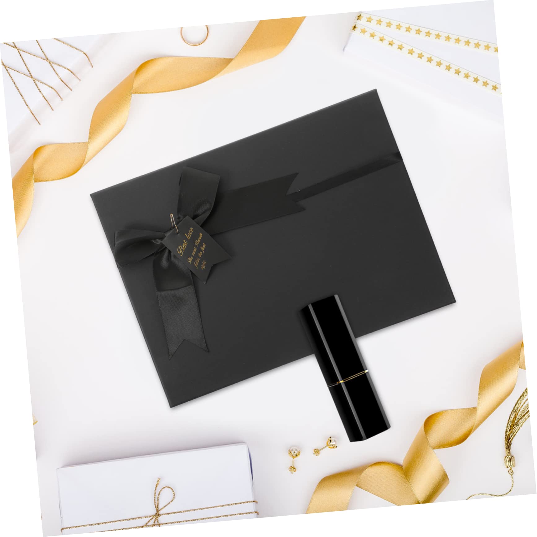 PACKOVE 2 Stück Geschenkbox Brautjungfer klein Verpackung Hochzeit wickeln Papierschachteln Präsentieren Sie Kisten dekorative Kästen mit Deckel Schmuckschatullen zum Verkauf Schwarz