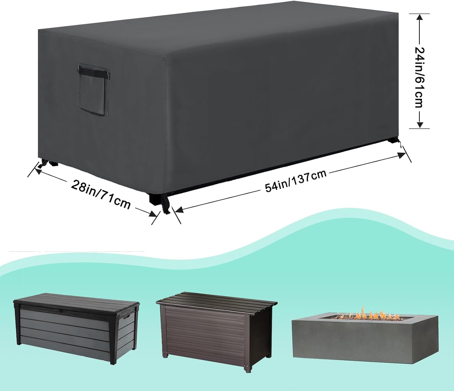 ABCCANOPY Patio Deck Box Cover Waterproof And Dustproof Winter Protection Outdoor Storage Box Cover Universal Furniture Cover 54x28x24 Grey