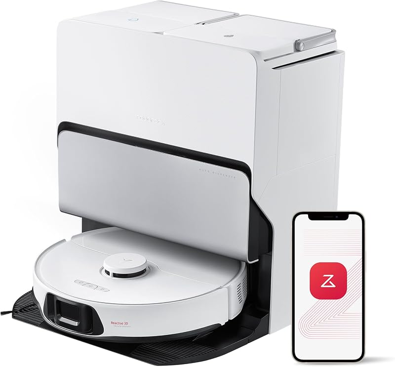 roborock S8 Max Ultra Robot Aspirador y Trapeador, Lavado y Secado Automático de Trapeador, Detección de Suciedad, Autovaciado, Succión 8000Pa, Elevación de Trapeador de 20 mm, Blanco (Renovado)