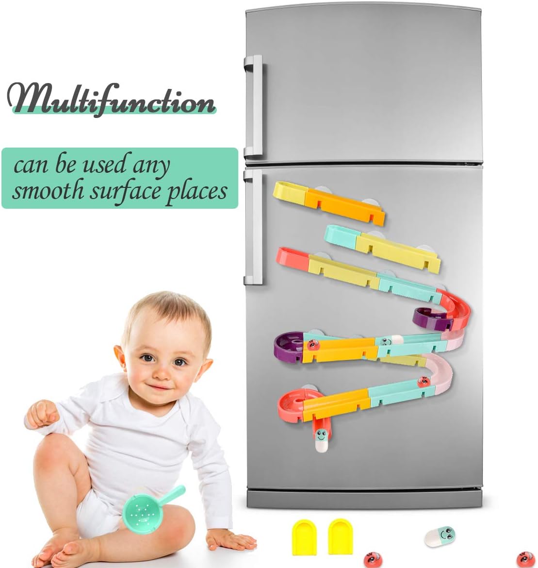 ELOT 44PCS Kids Bath Toys Slide Splash Water Ball Track Stick to Wall Bathtub Toy for Toddlers DIY Waterfall Pipe and Tubes Tub Toys with Suction Wheels Gift for Boys Girls Age 2-8 : Toys & Games