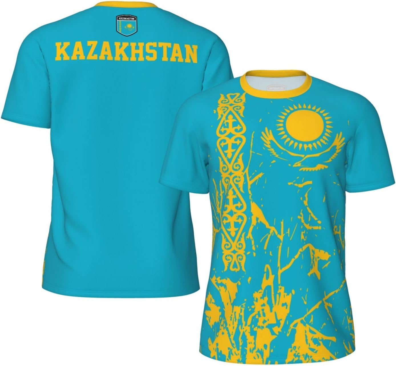Kazakhstan Flag Grain Sports Jersey T-Shirt 3D Printed for Running Bike Soccer Tennis Fitness Fans Mesh Shirts