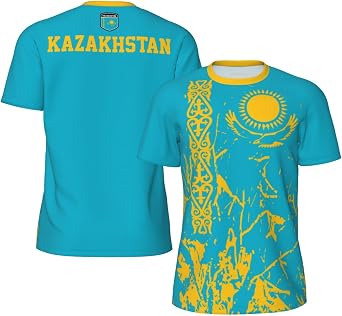 Kazakhstan Flag Grain Sports Jersey T-Shirt 3D Printed for Running Bike Soccer Tennis Fitness Fans Mesh Shirts