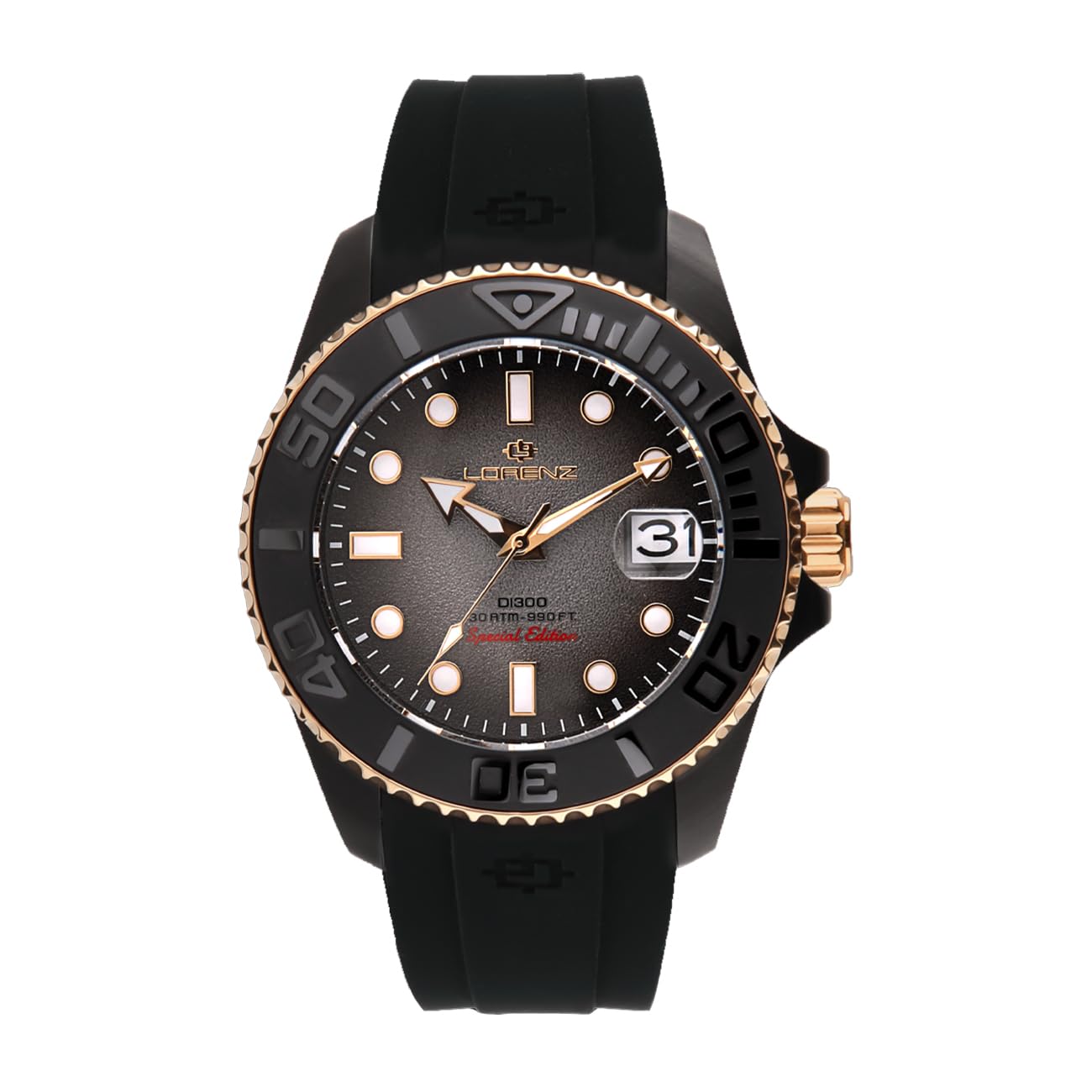 Lorenz DI300 Special Edition 030258BK - Orologio Uomo Sportivo - Orologio Automatico con Cinturino in Resina - Subaqueo Professionale fino a 300 metri - Cofanetto esclusivo Helmet box Diver