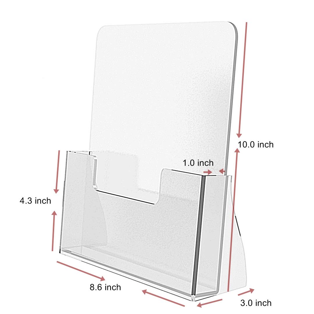 Elegant Creations Acrylic A4 Brochure Holder Paper size 8.5 x 11.6 inches 2 Pack, Clear Acrylic Literature Holder Flyer Organizer for Magazine, Pamphlet, Booklets.