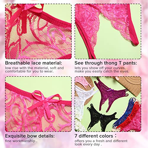 7 Pieces Women Thongs Thin Ropes Panties Transparent Thong T Shape Pants See Through Panties Breathable Underwear for Women3