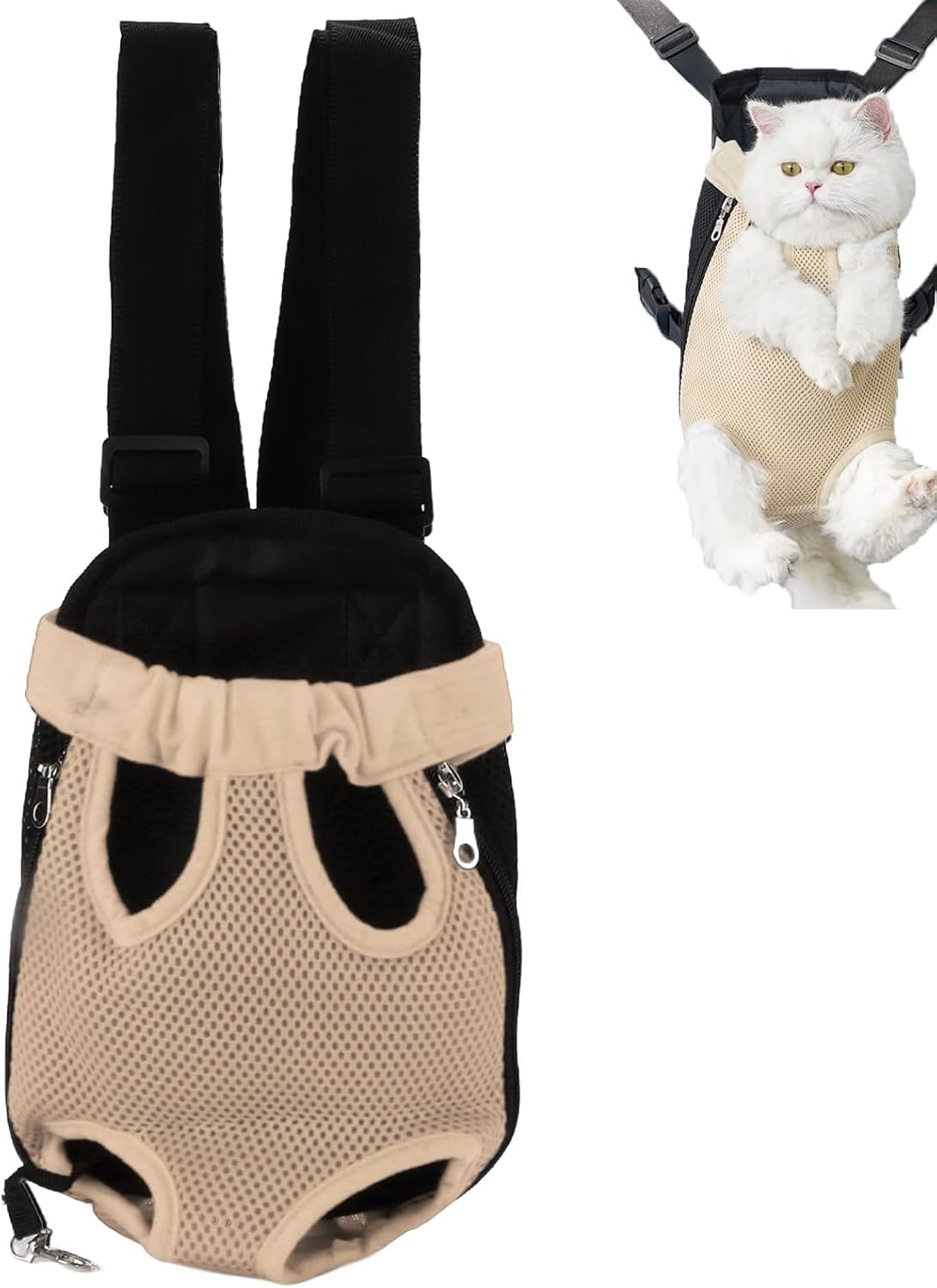 Zaino Pettorale Per Animali Domestici, Zaino Porta Cani Traspirante Portatile Per Animali Domestici Accessori Per Animali Domestici Per Escursionismo Bici da Viaggio Moto(M-beige)