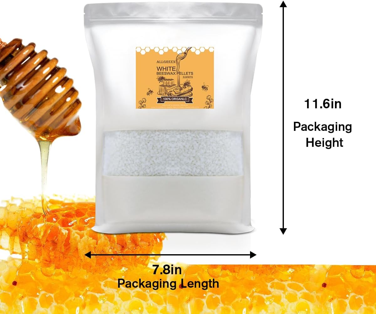 Beeswax Pellets 10LB, Organic White Bees Wax for DIY Candles, Beeswax for Candle Making, Skin, Body, Face, and Hair Care, Lotions, DIY Creams, Lip Balm and Soap Making Supplies