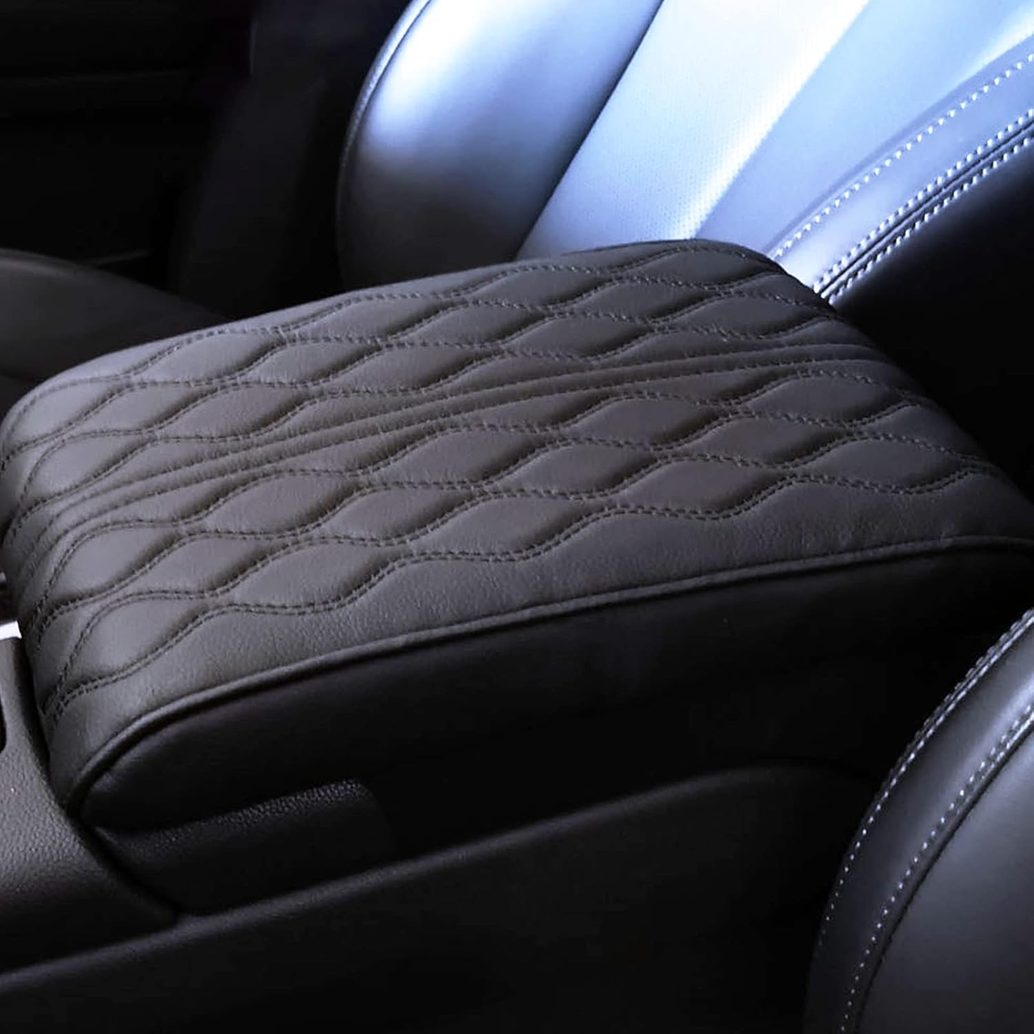 AQEMQV 2023 Leather Car Armrest Box Pad, Leather Auto