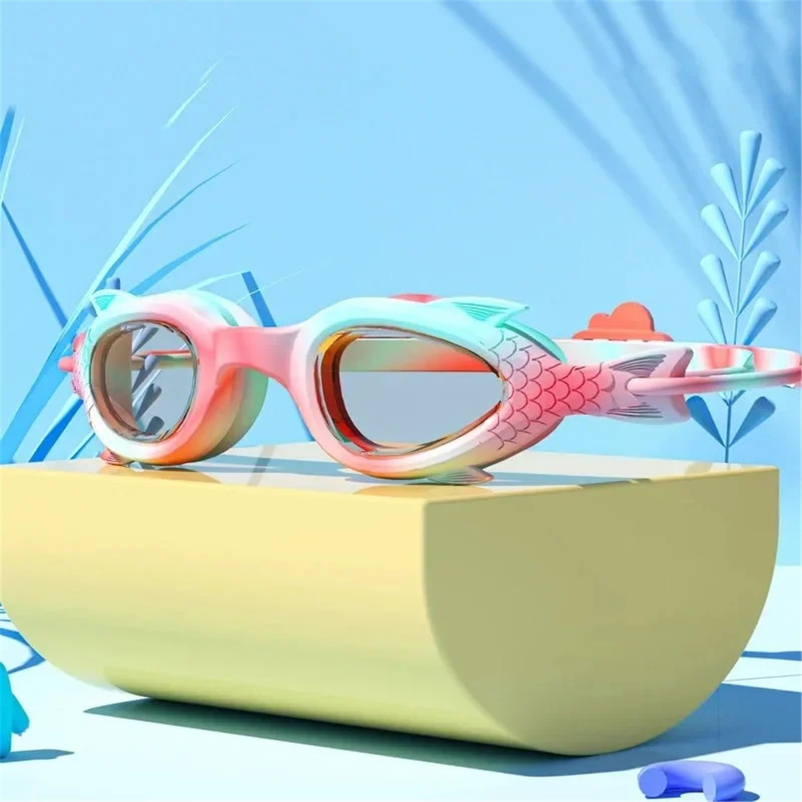 Schwimmbrillen Schwimmbrille mit Silikonkappe, geeignet for Jungen und Mädchen(Purple)
