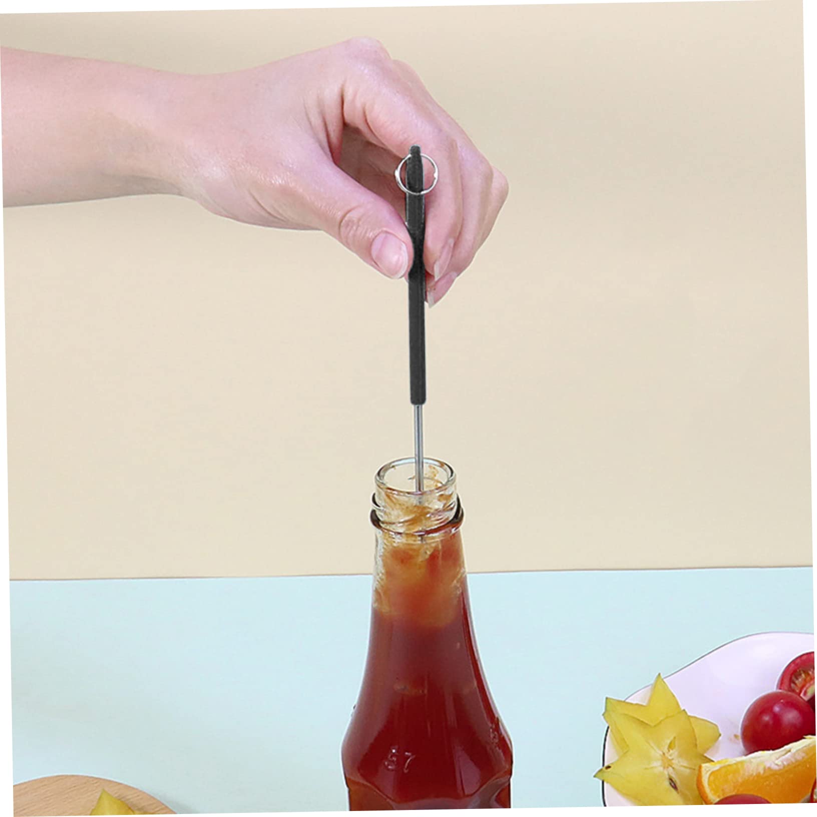 Mini Espátula de Silicona Negra para Maquillaje, Ligera | Mango Extensible, Fácil de Guardar, Apta para Repostería y Mantequilla