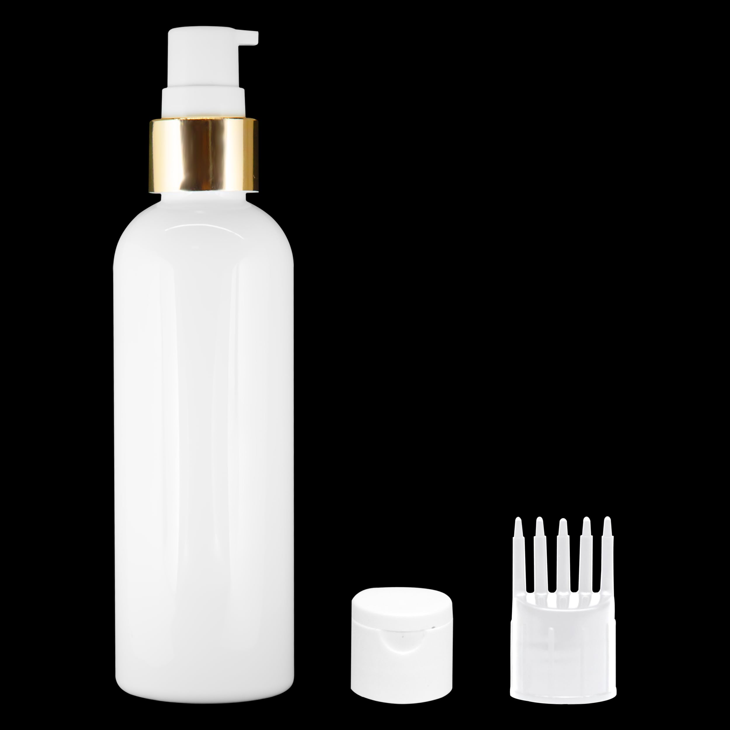1 Cylindrical Shape Bottle Durable Refillable Containers With 1 Pump Bottles Dispenser, 1 Filp Top Cap And Root Comb Applicator, Liquids, Shampoo, Body Soap, Toner, Lotion, Cream, White-image-48