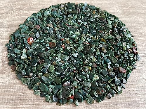 Image of 2 oz Lot Natural Bloodstone Semi Tumbled Gemstone Chips, Crushed Mini Crystals, Undrilled Crystal Chips (Bloodstone)