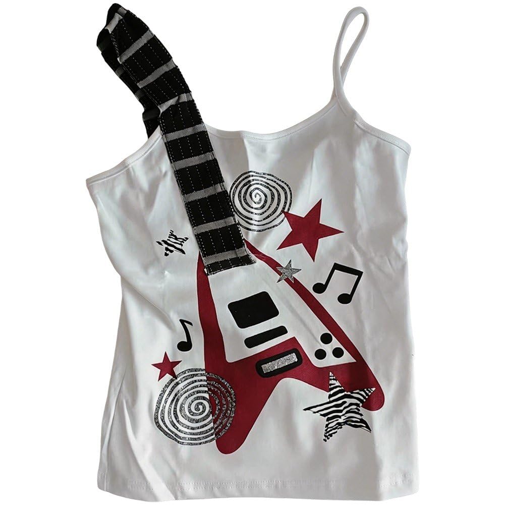 Fituenly Y2K Subculture Punk Camisole – Retro Guitar Print Halter Vest, Ladies Hip Hop Hottie Slim Top, Street Fashion Chic Clothing