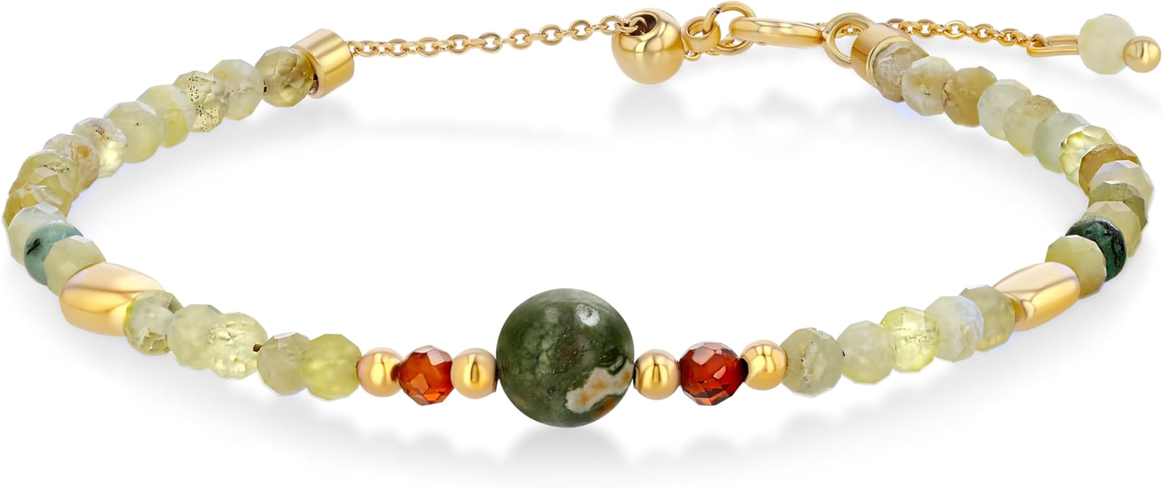 Pulsera De Cuentas De Piedra Luna,Ópalo Etiopía Y Plata - México