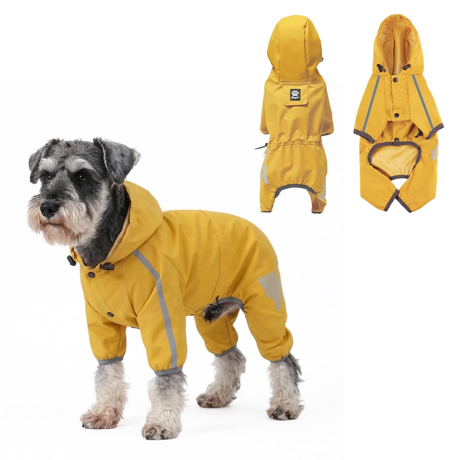 Supcomsta Dog Raincoat, Waterproof Dog Rain Coats with Reflective Strip & Harness Hole, Lightweight Dog Rain Jacket for Small and Medium Dogs (Yellow, L)