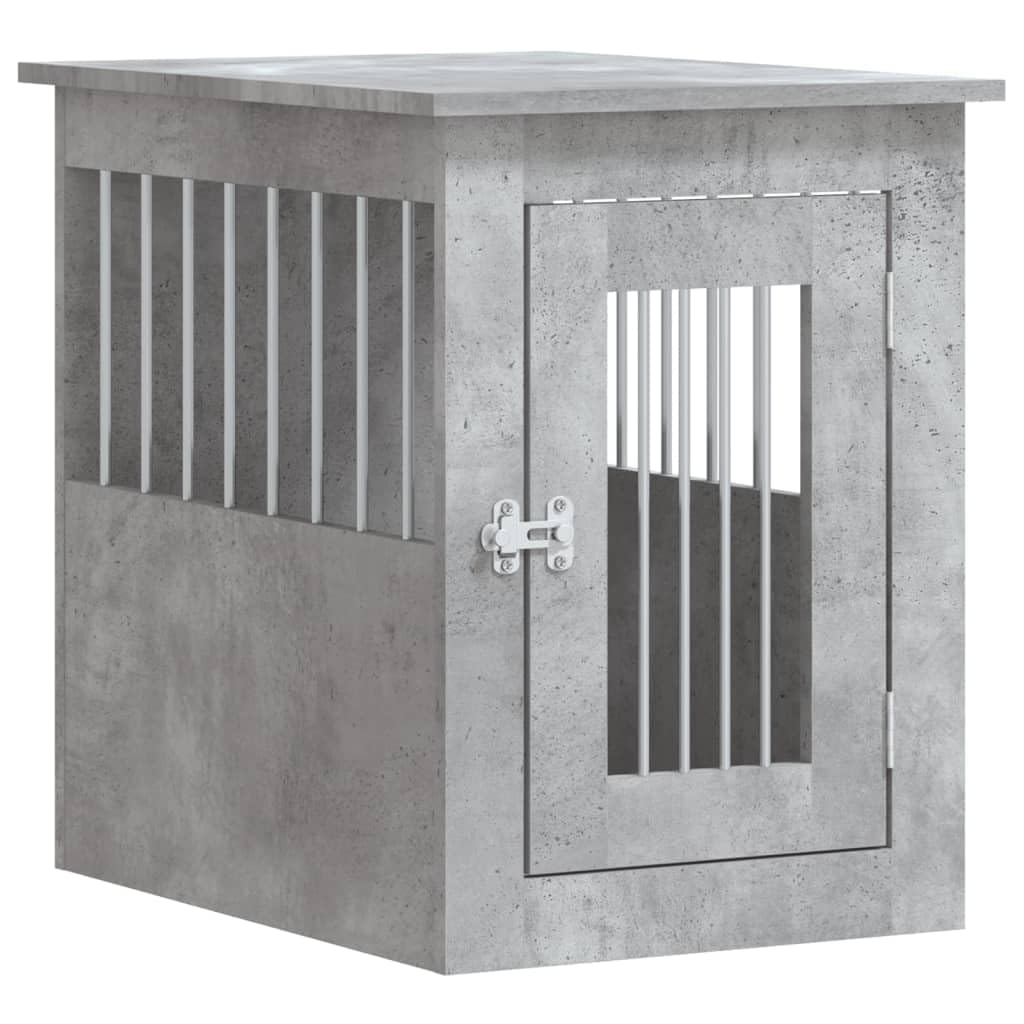 vidaXL Dog Crate Furniture, Doghouse with Fence, Dog Kennel with Lockable door, Dog Cage for Indoor Living Room, Concrete Grey Engineered Wood — image 1