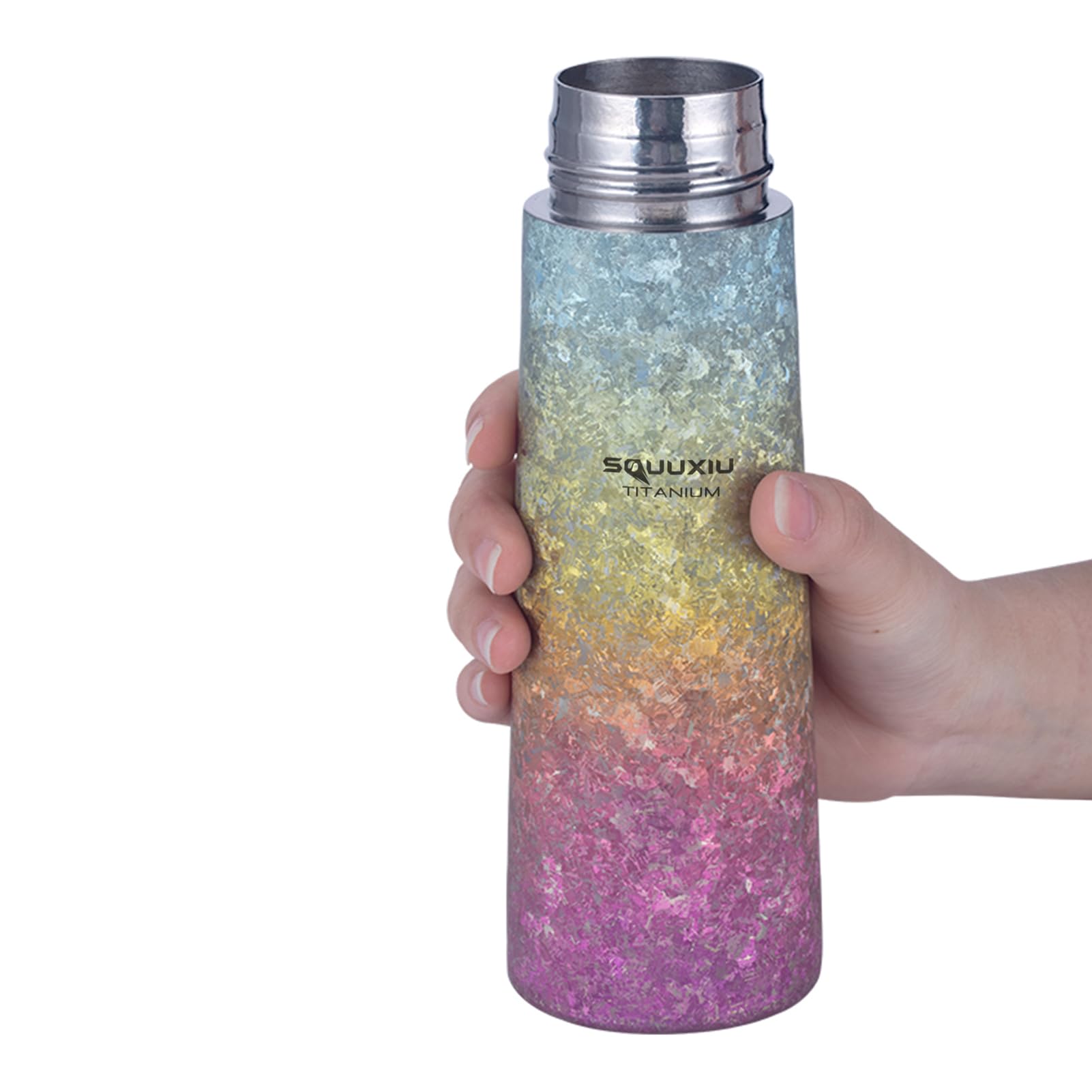 Domary Bouteille d'eau, Bouteille d'eau en Métal Légère à Double Isolation sous Vide de 300 ML, avec Double Joint en Silicone fileté à 360 Degrés, pour Les Voyages Plein Air, l