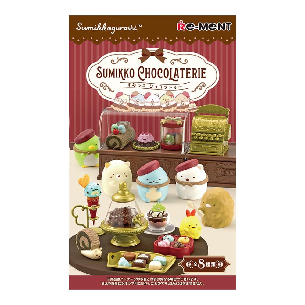 Starry Mart Re-Ment Sumikko Gurashi Chocolaterie Mystery Box - Includes 1 of 8 Collectible Mini Figurines - Fun and Versatile Decoration (Random Design)