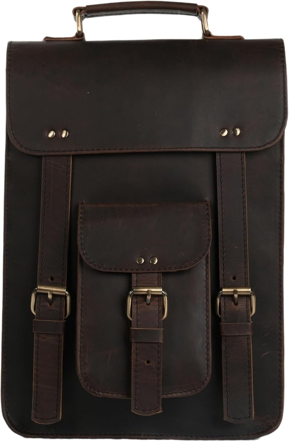 Vintage Leather Satchel Backpack Handmade Brown Laptop & Office Bag for Men and Women 3 Inch Briefcase, Office Messenger Bag