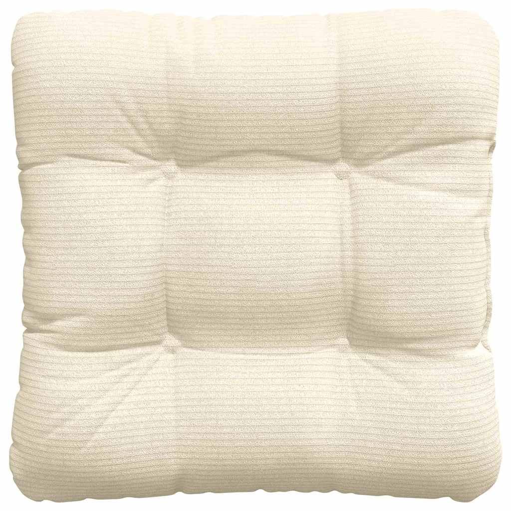 Sitzkissen 4er Set Creme 45x45x12 cm - Weiche Stuhlkissen aus Cord mit abnehmbarem Bezug - Gemütliche Dekokissen für Esszimmer, Wohnzimmer und Homeoffice