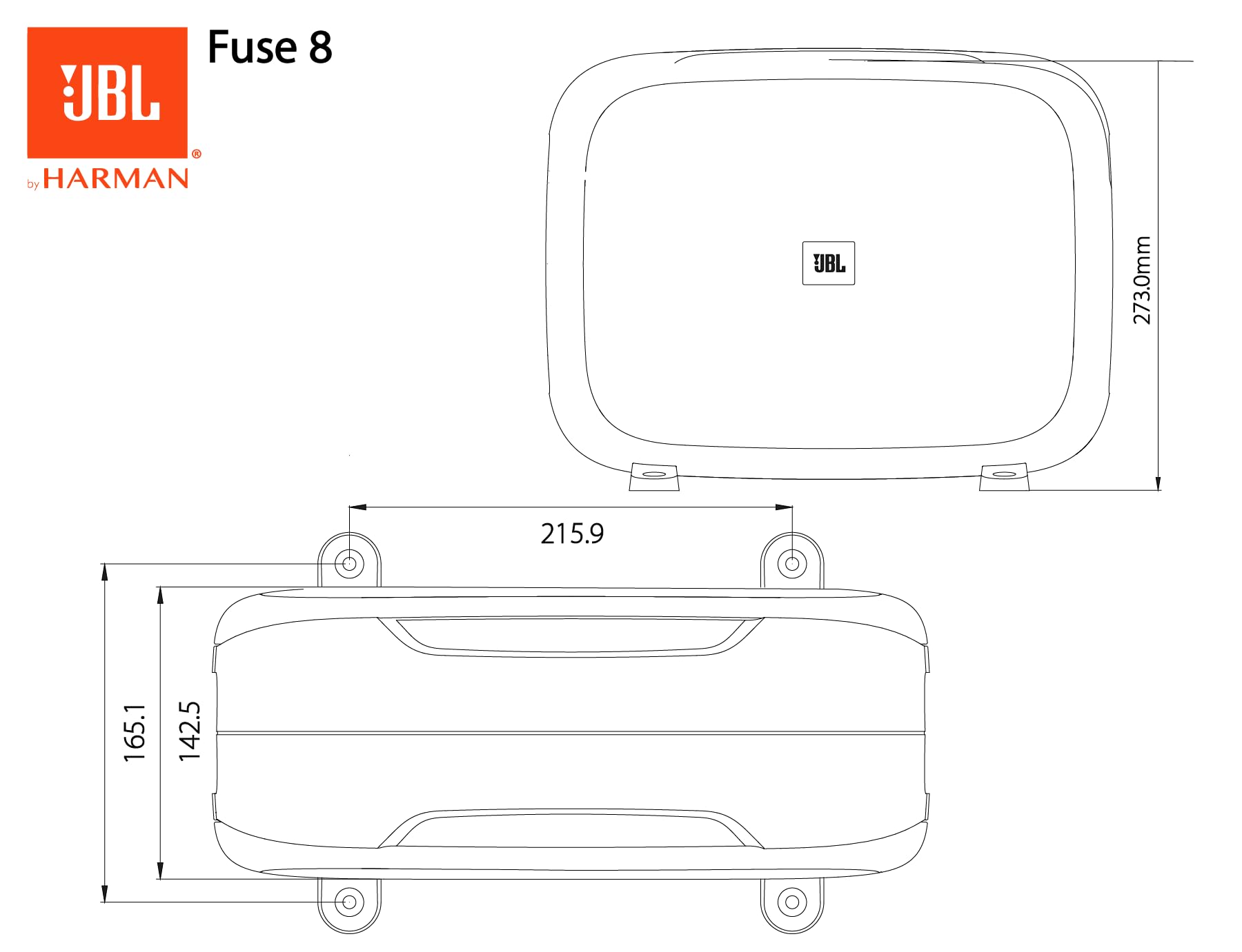 JBL Fuse Juego de subwoofer Coche Doble 2 x 8 Pulgadas de 600 vatios - Separados como 2 Altavoces de Graves Planos o Juntos como un Altavoz de Graves Vertical acoplado en el Maletero