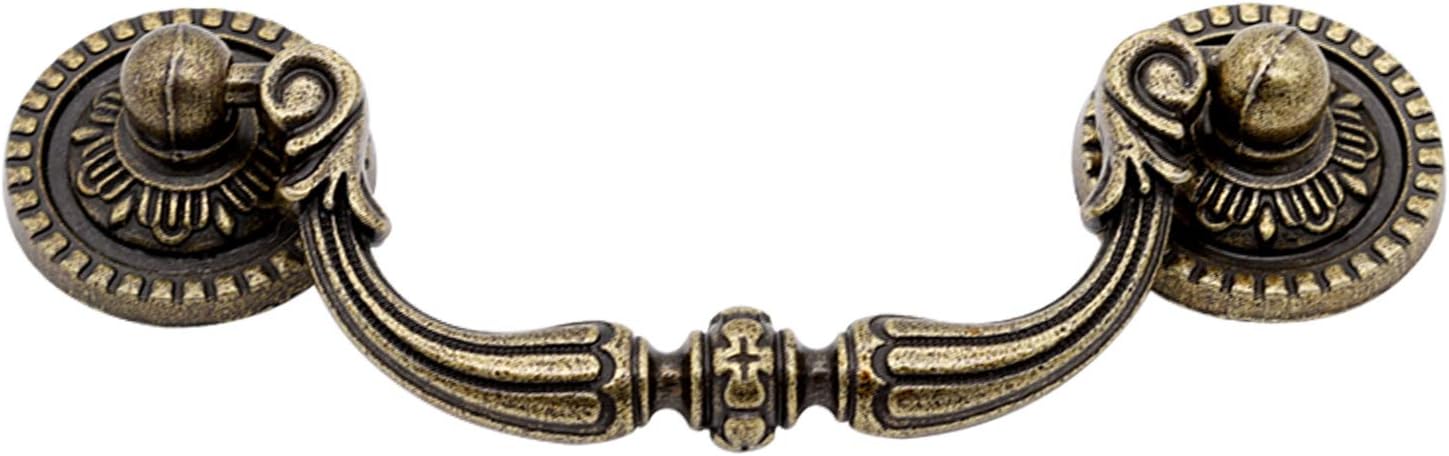 SPPRANDOM TANGDIAABBCC YFJG Drop Ring Drawer pulls Screw Spacing 3 6/8inch Bail Pulls Antique Bronze Kitchen Cabinet Dressing Table Overall Length 5 1/8 inch10 Pack