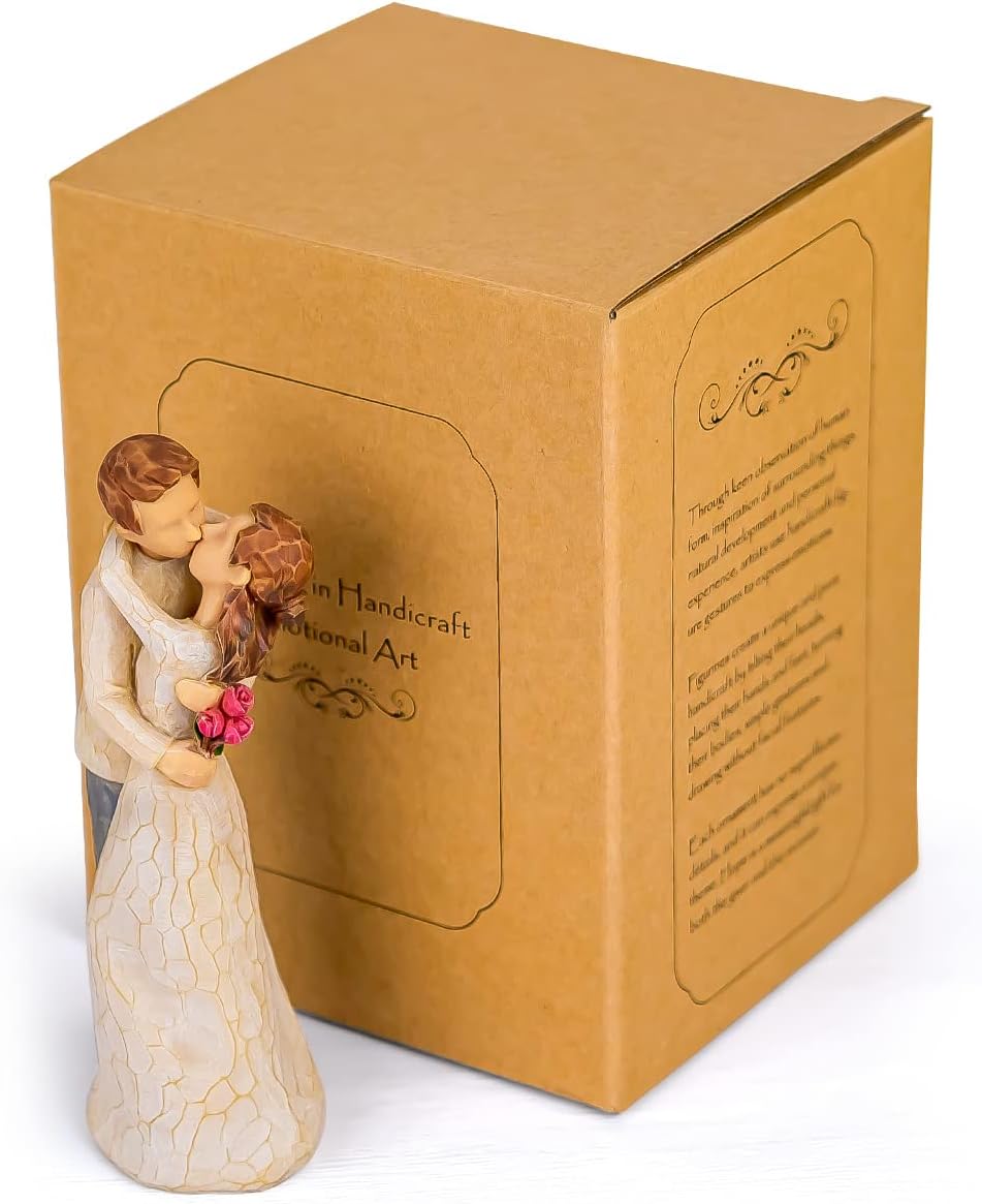 AIDLNS Love Figurine, Romantic Hand Painted Sweet Loving Together Couple Figure Anniversary Wedding Valentine's Day Gift for Wife Husband Boyfriend Girlfriend (Can't Help Falling in Love)